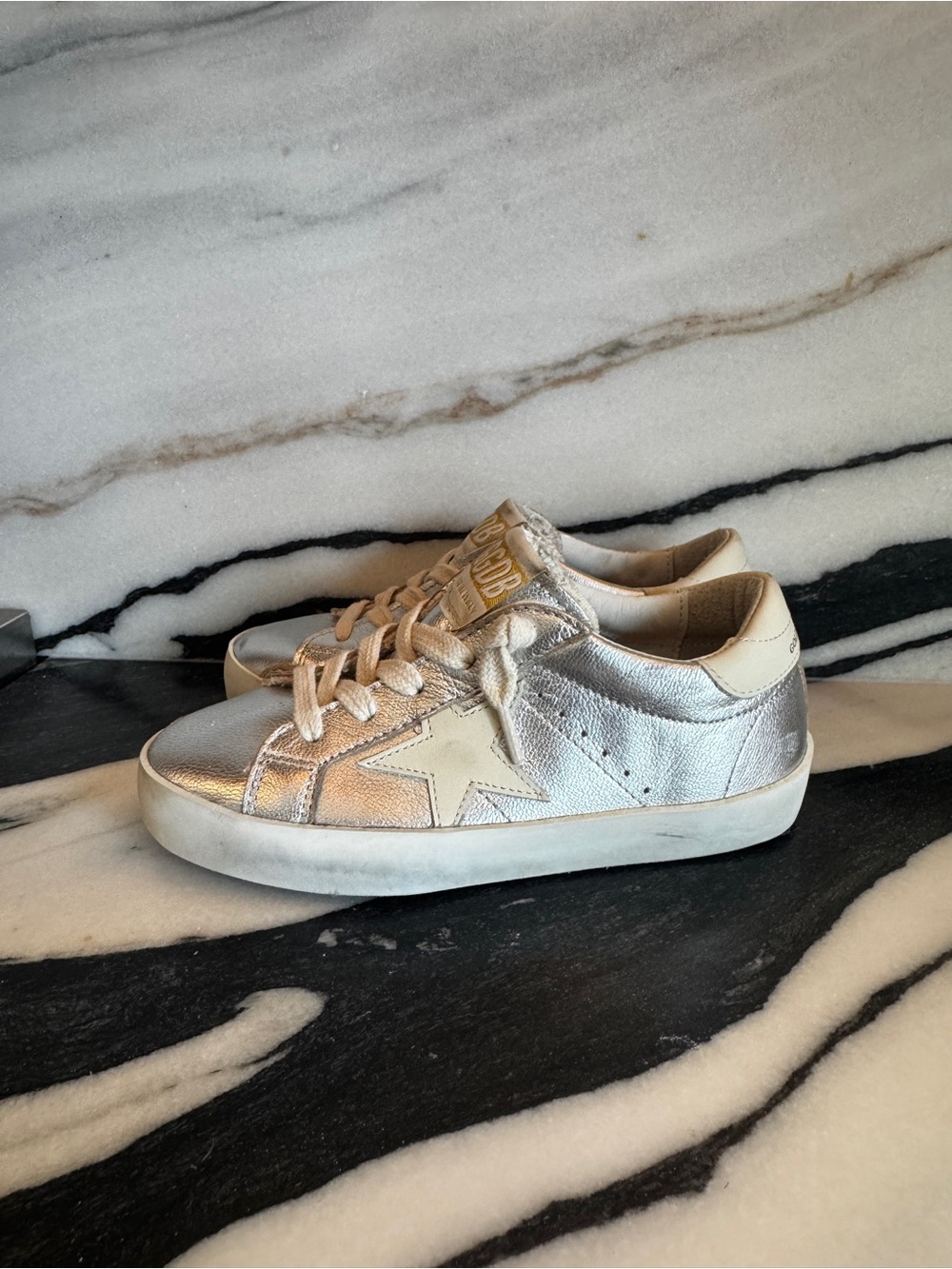 Golden Goose Kids Silver Metallic Star Sneakers